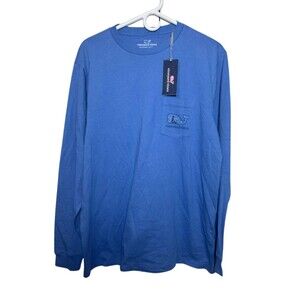 Vineyard Vines Long Sleeves Men's Medium Blue Snowy Lighthouse Whale New